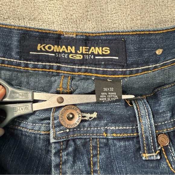 Vintage Y2K Koman Jeans Men's Sz 36x32 Baggy Wide Leg Dark Blue Grunge - Picture 5 of 9